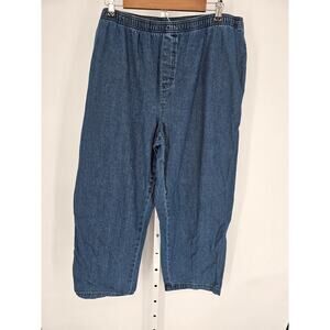 Basic Editions Women's Blue Mid Rise Elastic Waist Cotton Jeans Size XL/EG